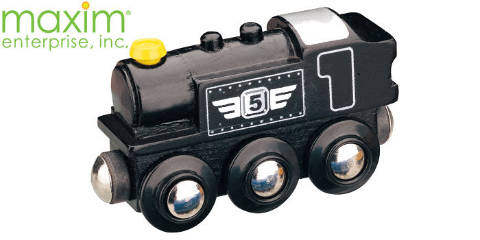 Black Steam Locomotive Wooden Train Engine - Main Image