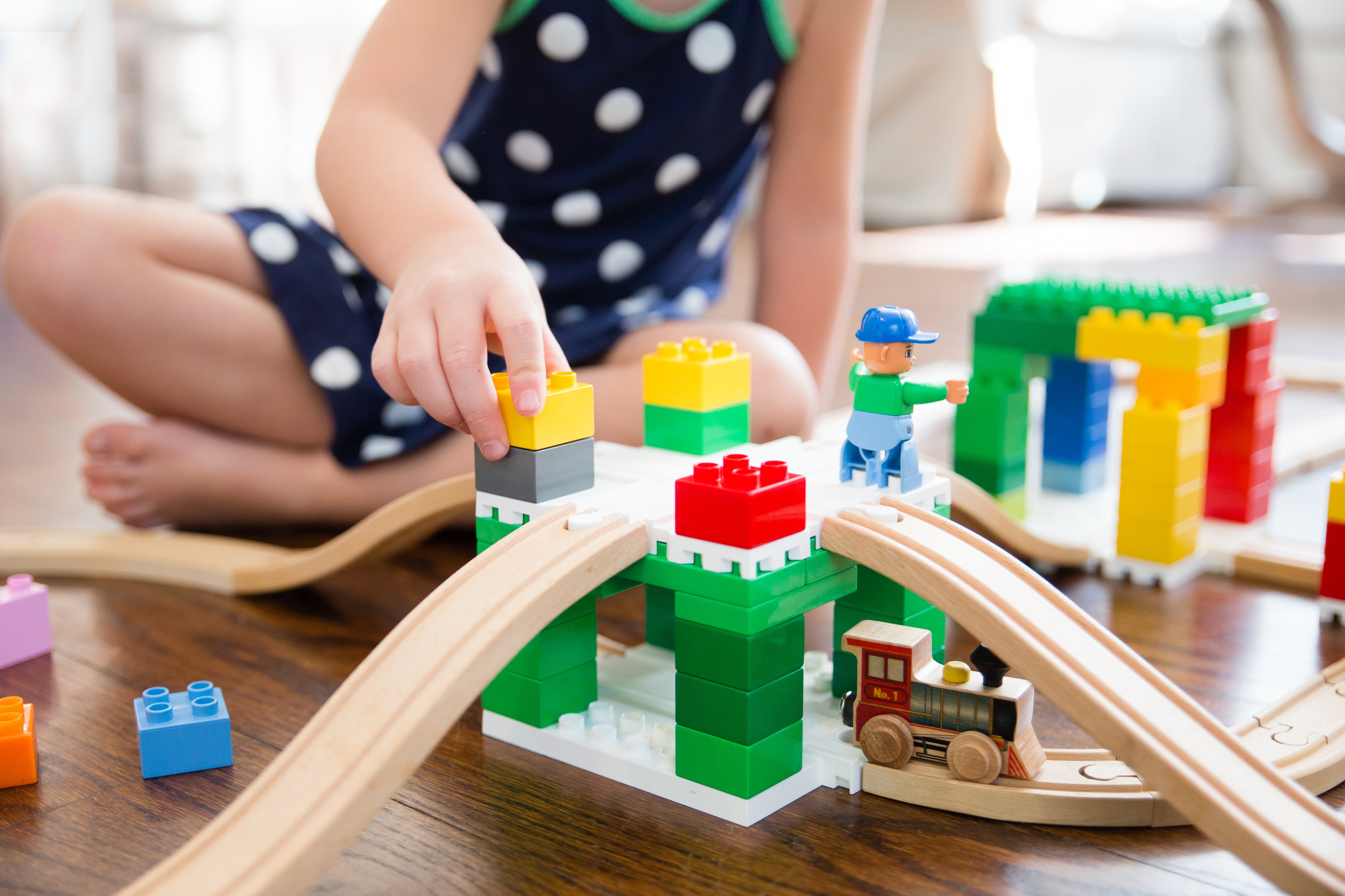 Building with Dreamup Toys Wooden Railway Block Platforms